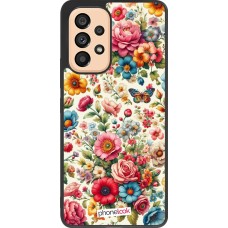 Coque Samsung Galaxy A53 5G - Silicone rigide noir Spring 25 printemps fleuri
