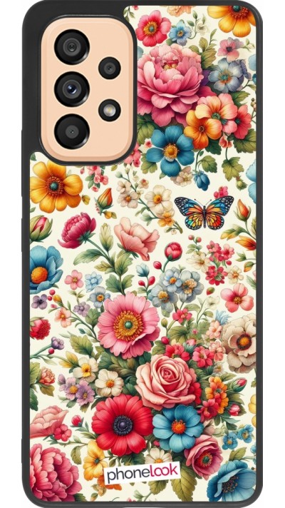 Coque Samsung Galaxy A53 5G - Silicone rigide noir Spring 25 printemps fleuri