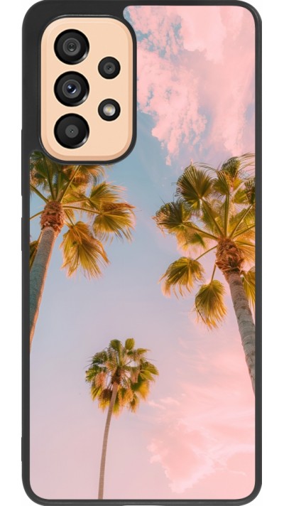 Coque Samsung Galaxy A53 5G - Silicone rigide noir Summer 2025 Palmiers