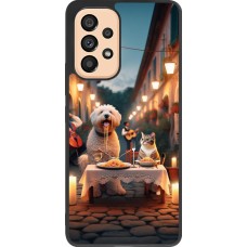 Coque Samsung Galaxy A53 5G - Silicone rigide noir Valentine 2024 Dog & Cat Candlelight