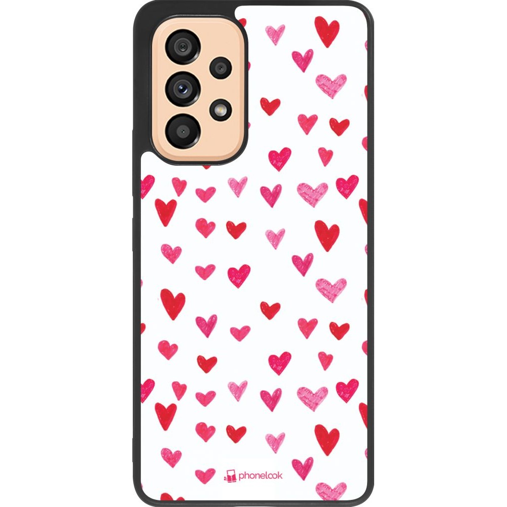 Coque Samsung Galaxy A53 5G - Silicone rigide noir Valentine 2022 Many pink hearts