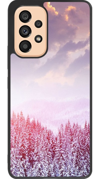 Coque Samsung Galaxy A53 5G - Silicone rigide noir Winter 22 Pink Forest