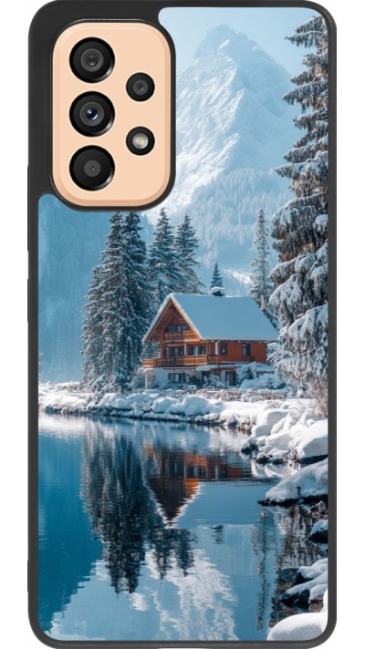 Coque Samsung Galaxy A53 5G - Silicone rigide noir Winter 25 Winter house forest day