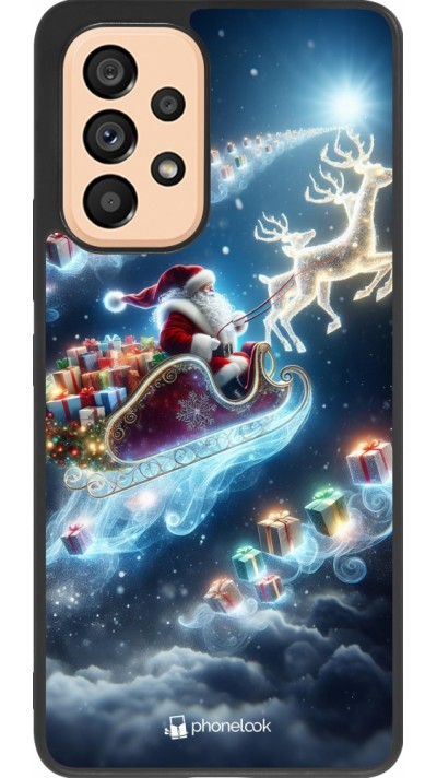Coque Samsung Galaxy A53 5G - Silicone rigide noir Noël 2023 Père Noël enchanté