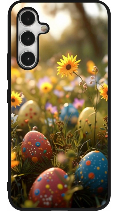 Coque Samsung Galaxy A54 5G - Silicone rigide noir Easter 2026 Decorated eggs