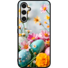 Coque Samsung Galaxy A54 5G - Silicone rigide noir Easter 2026 Eggs with flowers