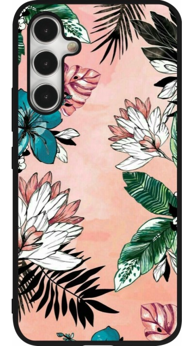 Samsung Galaxy A54 Case Hülle - Silikon schwarz Flowers Artprint