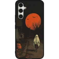 Coque Samsung Galaxy A54 5G - Silicone rigide noir Halloween 2025 Ghost on a bicycle