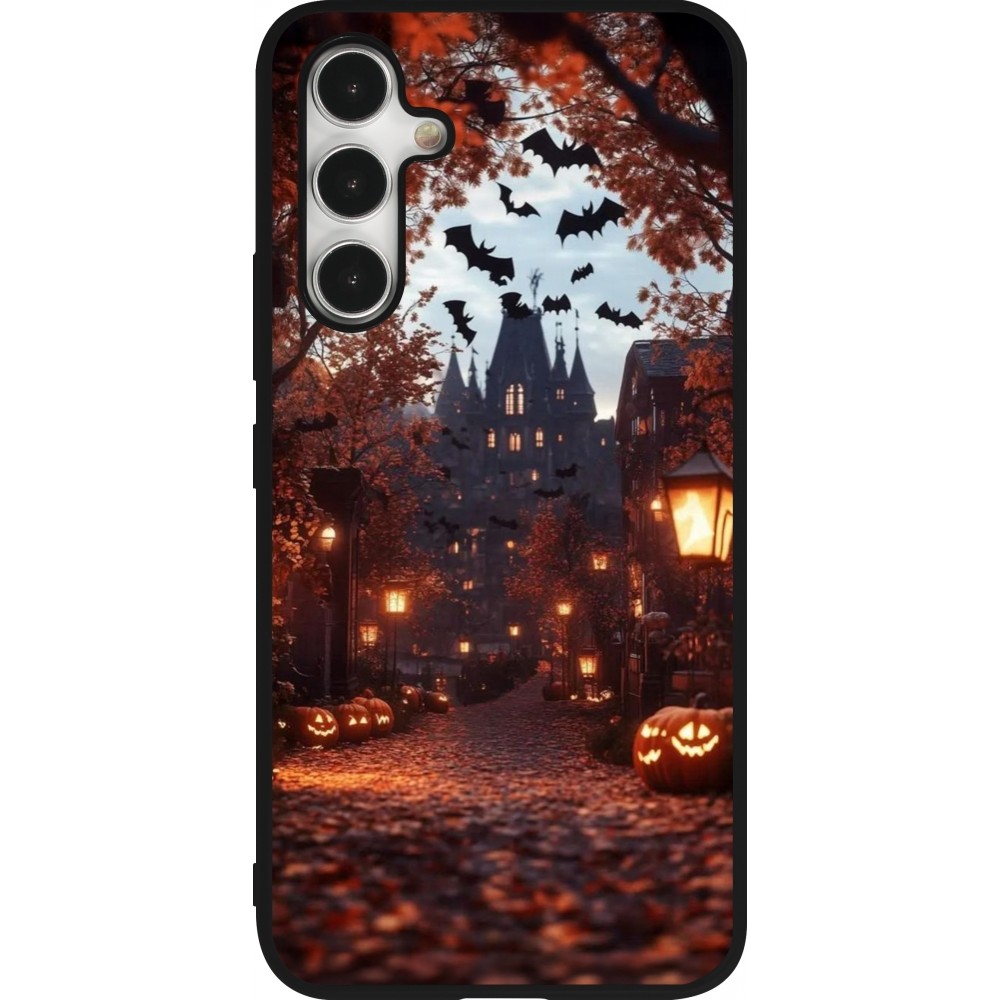 Coque Samsung Galaxy A54 5G - Silicone rigide noir Halloween 2025 Haunted house