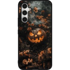Coque Samsung Galaxy A54 5G - Silicone rigide noir Halloween 2025 Pumpkin with flowers
