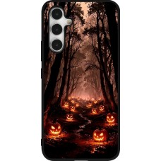 Coque Samsung Galaxy A54 5G - Silicone rigide noir Halloween 2025 Road of Terrifying Pumpkins