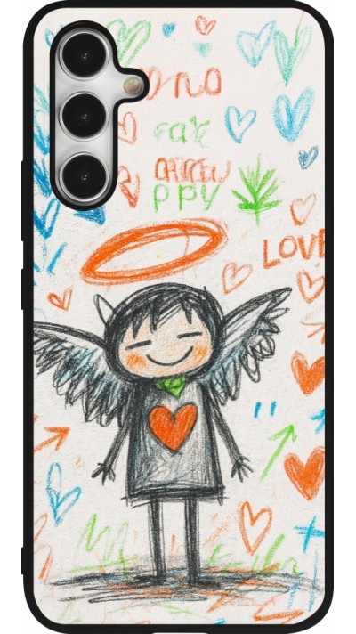 Samsung Galaxy A54 Case Hülle - Silikon schwarz Little Angel Sketch Love