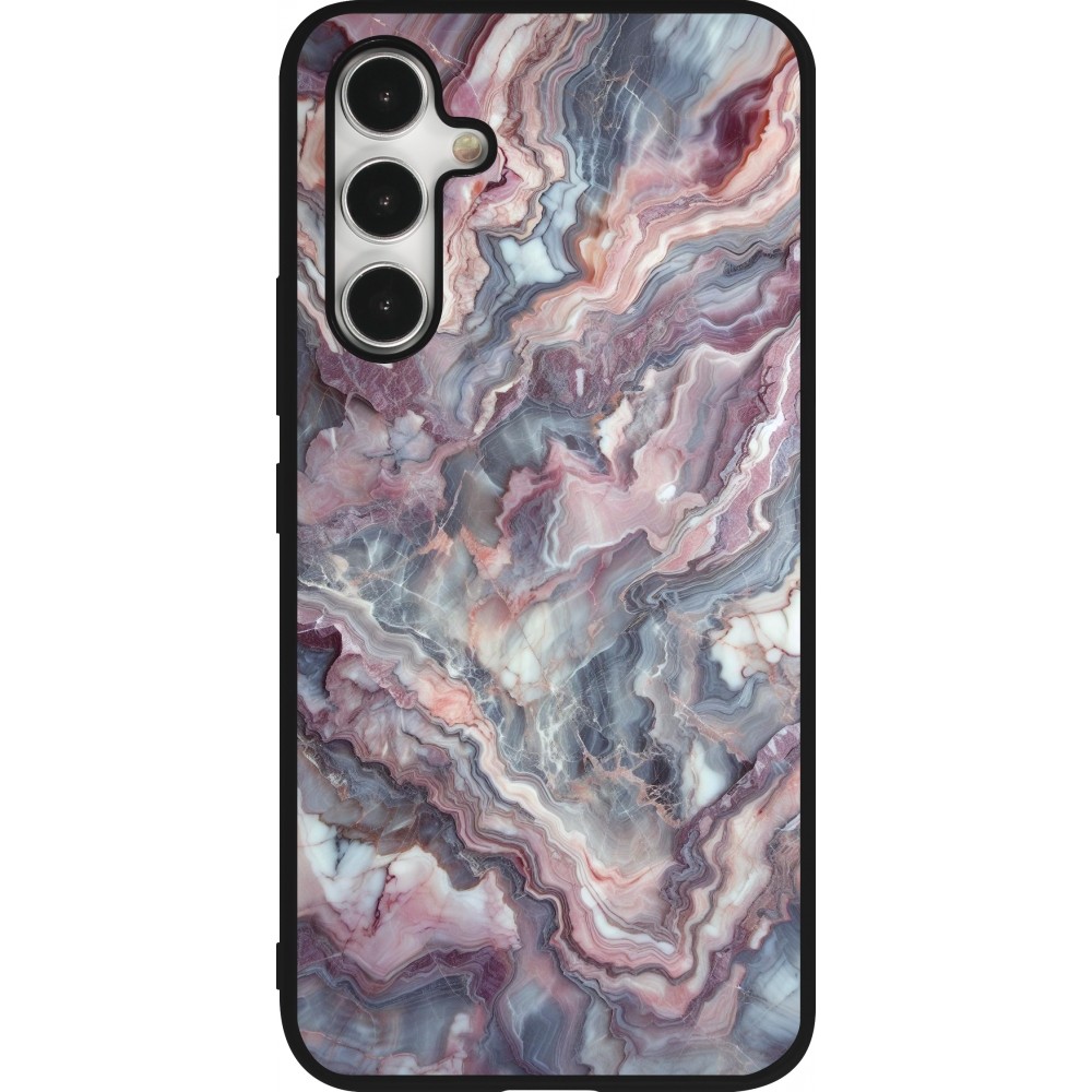 Samsung Galaxy A54 Case Hülle - Silikon schwarz Violetter silberner Marmor