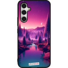 Coque Samsung Galaxy A54 5G - Silicone rigide noir Paysage Violet-Rose