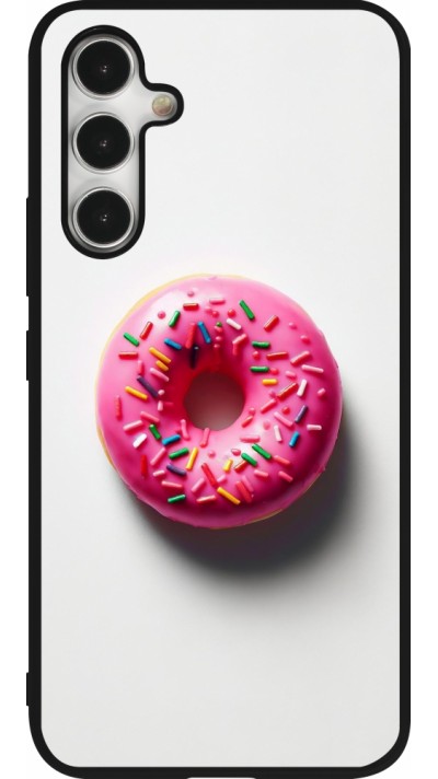 Samsung Galaxy A54 Case Hülle - Silikon schwarz Weisser Hintergrund, pinker Donut