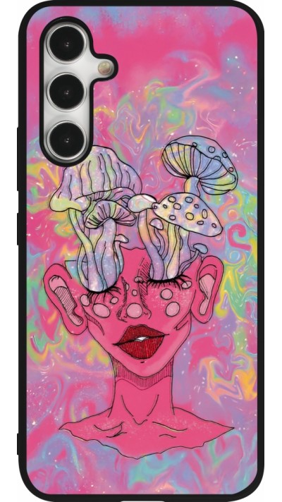 Samsung Galaxy A54 Case Hülle - Silikon schwarz Psychedelic pink mushroom