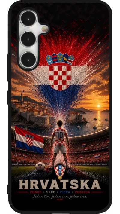 Coque Samsung Galaxy A54 5G - Silicone rigide noir Football Croatie splash 2026