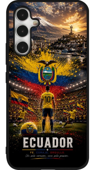 Coque Samsung Galaxy A54 5G - Silicone rigide noir Football Équateur splash 2026