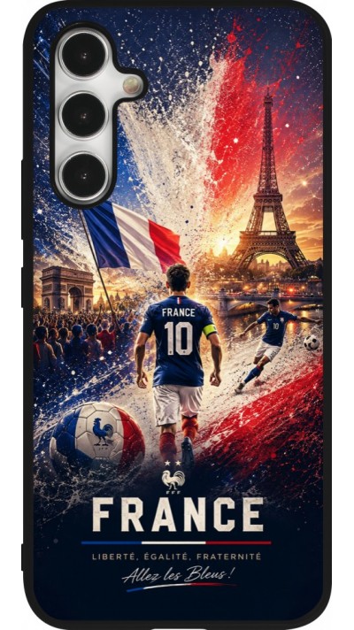 Coque Samsung Galaxy A54 5G - Silicone rigide noir Football France splash 2026