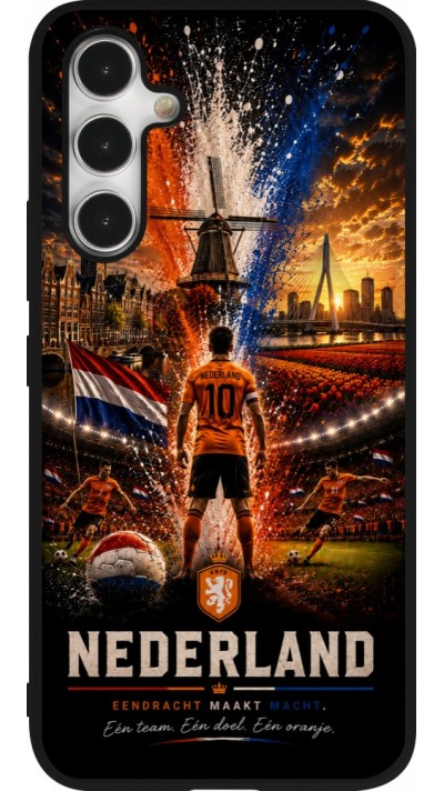 Coque Samsung Galaxy A54 5G - Silicone rigide noir Football Pays-Bas splash 2026