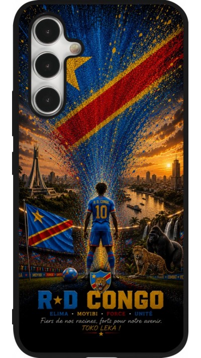 Coque Samsung Galaxy A54 5G - Silicone rigide noir Football République démocratique du Congo splash 2026