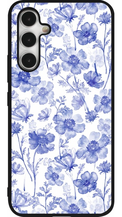 Coque Samsung Galaxy A54 5G - Silicone rigide noir Spring 23 watercolor blue flowers