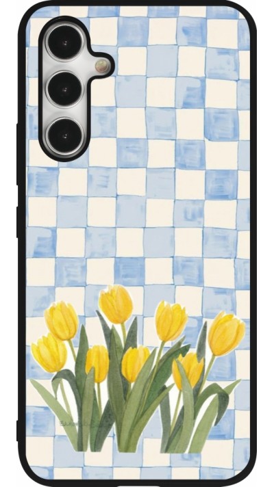 Coque Samsung Galaxy A54 5G - Silicone rigide noir Blue vichy tulips Spring 2026