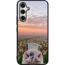 Coque Samsung Galaxy A54 5G - Silicone rigide noir Cow with tulips Spring 2026