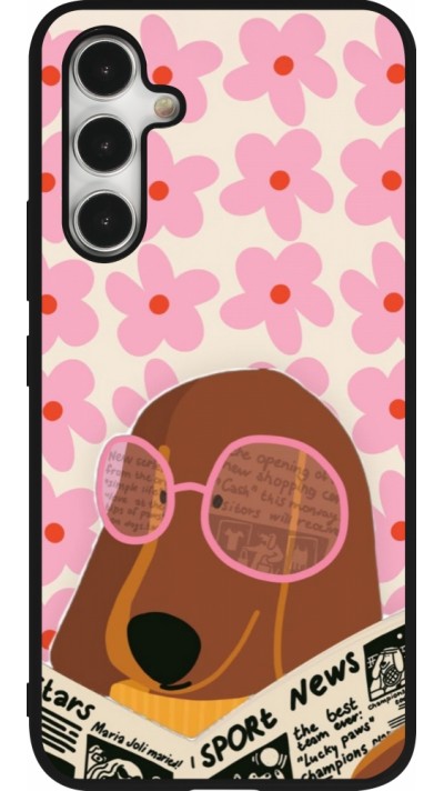 Coque Samsung Galaxy A54 5G - Silicone rigide noir Dog with newspaper Spring 2026