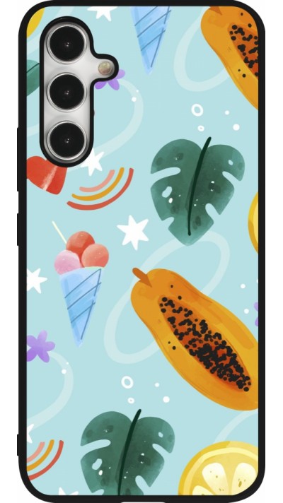Coque Samsung Galaxy A54 5G - Silicone rigide noir Summer 2025 Pattern papaya