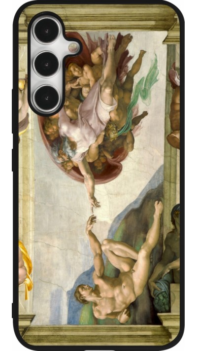 Coque Samsung Galaxy A54 5G - Silicone rigide noir Tableau art - La Création d’Adam - Michel-Ange