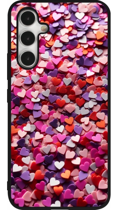 Samsung Galaxy A54 Case Hülle - Silikon schwarz Valentin 2025 Konfetti