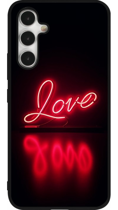 Samsung Galaxy A54 Case Hülle - Silikon schwarz Valentine 2025 Neon Liebe