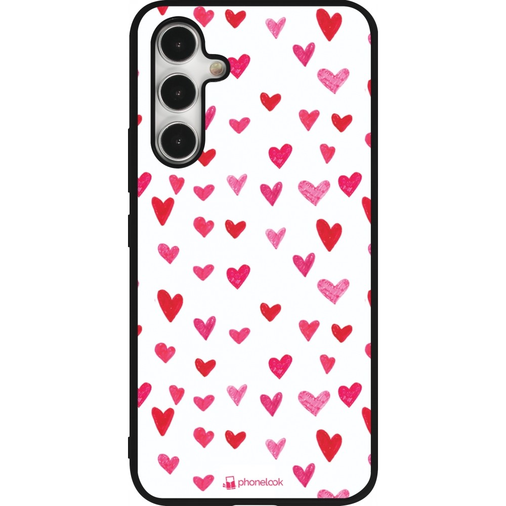 Samsung Galaxy A54 Case Hülle - Silikon schwarz Valentine 2022 Many pink hearts