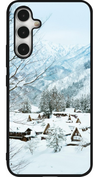 Coque Samsung Galaxy A54 5G - Silicone rigide noir Winter 25 Winter snowy landscape