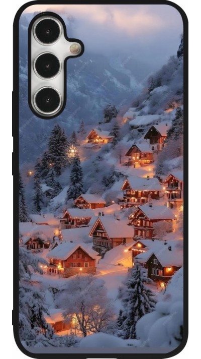 Coque Samsung Galaxy A54 5G - Silicone rigide noir Winter 25 Winter snowy village