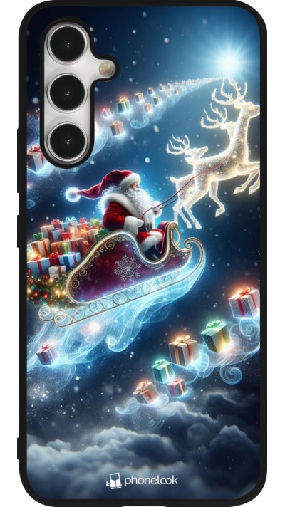 Coque Samsung Galaxy A54 5G - Silicone rigide noir Noël 2023 Père Noël enchanté