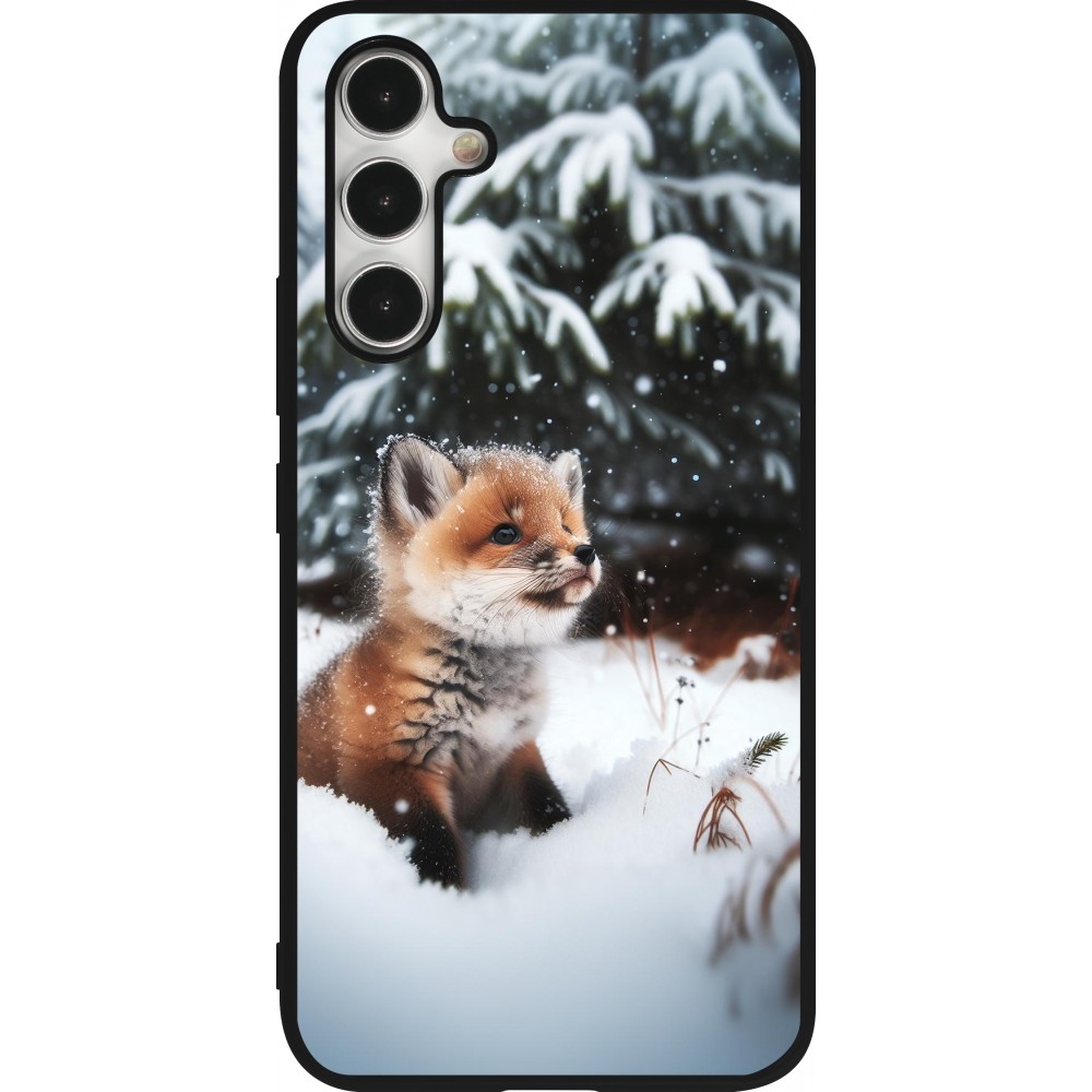 Coque Samsung Galaxy A54 5G - Silicone rigide noir Noël 2023 Renardeau sapin