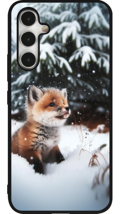 Coque Samsung Galaxy A54 5G - Silicone rigide noir Noël 2023 Renardeau sapin