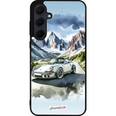 Coque Samsung Galaxy A55 5G - Silicone rigide noir Porsche 911 Mountain Watercolor