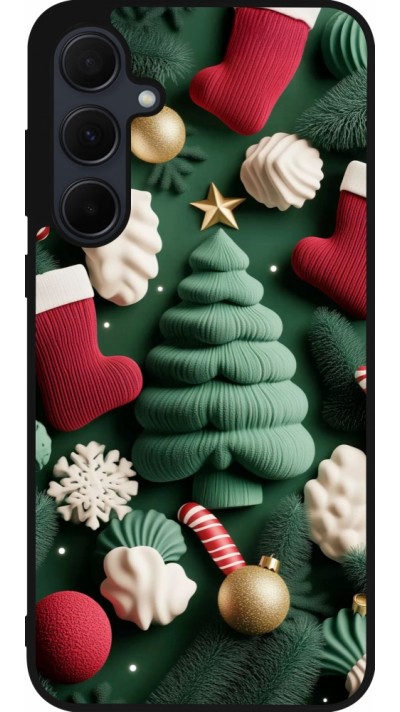 Coque Samsung Galaxy A55 5G - Silicone rigide noir Christmas 25 Christmas textiles