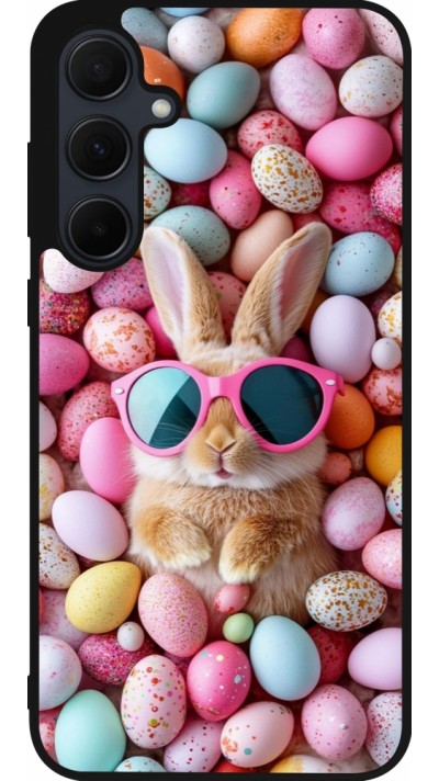 Coque Samsung Galaxy A55 5G - Silicone rigide noir Easter 2026 Rabbit fun