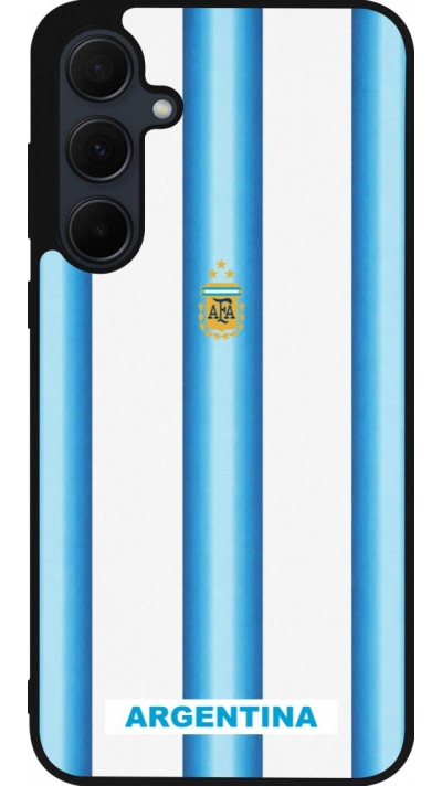 Coque Samsung Galaxy A55 5G - Silicone rigide noir Maillot de football Argentine 2026 personnalisable