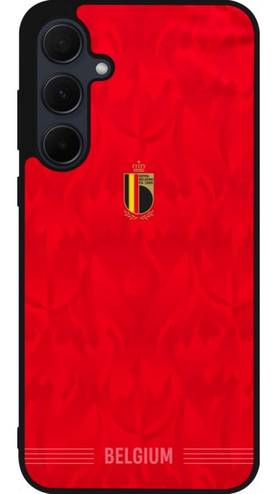 Coque Samsung Galaxy A55 5G - Silicone rigide noir Maillot de football Belgique 2026 personnalisable