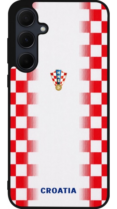 Coque Samsung Galaxy A55 5G - Silicone rigide noir Maillot de football Croatie 2026 personnalisable