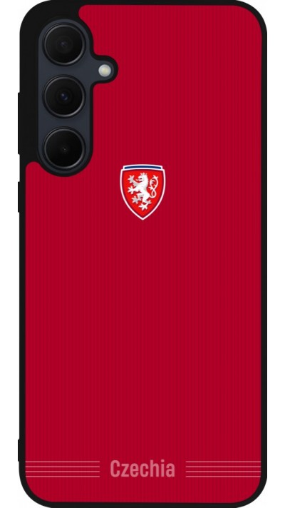 Coque Samsung Galaxy A55 5G - Silicone rigide noir Maillot de football Répuplique Tchèque 2026 personnalisable