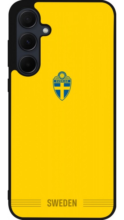 Coque Samsung Galaxy A55 5G - Silicone rigide noir Maillot de football Suède 2026 personnalisable