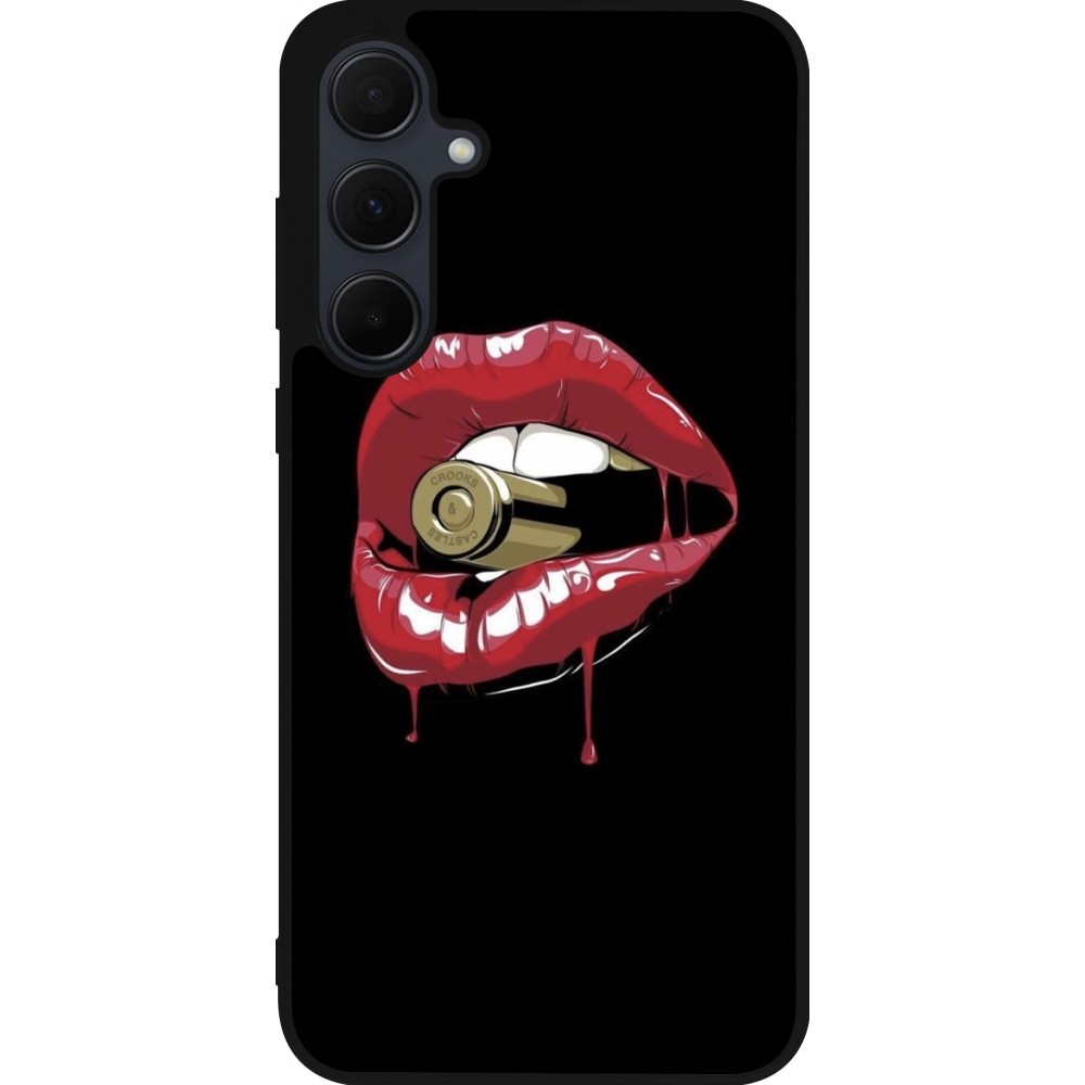 Samsung Galaxy A55 5G Case Hülle - Silikon schwarz Lips bullet