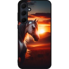 Coque Samsung Galaxy A55 5G - Silicone rigide noir Majestic Sunset Horse