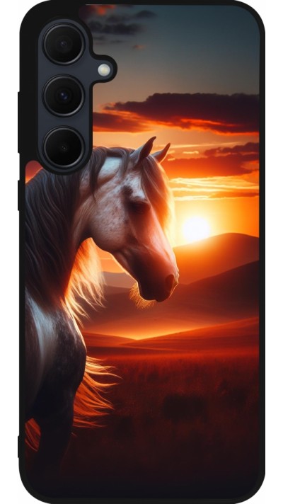 Coque Samsung Galaxy A55 5G - Silicone rigide noir Majestic Sunset Horse